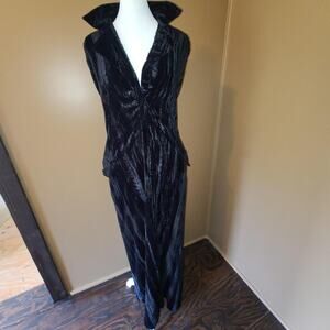 Vintage Al-Safeer Silk Crushed Velvet Maxi Duster Coat Jacket Abaya Size 58 Goth